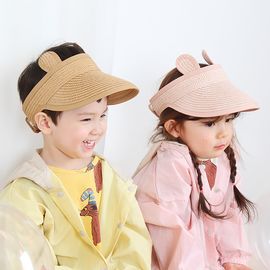 [BABYBLEE] A17716_ Kids Summer Roll Up  Rabbit Sun Visor Hat Wide Brim Paper Straw Beach Hat Cap Sun Hats_ Made in KOREA